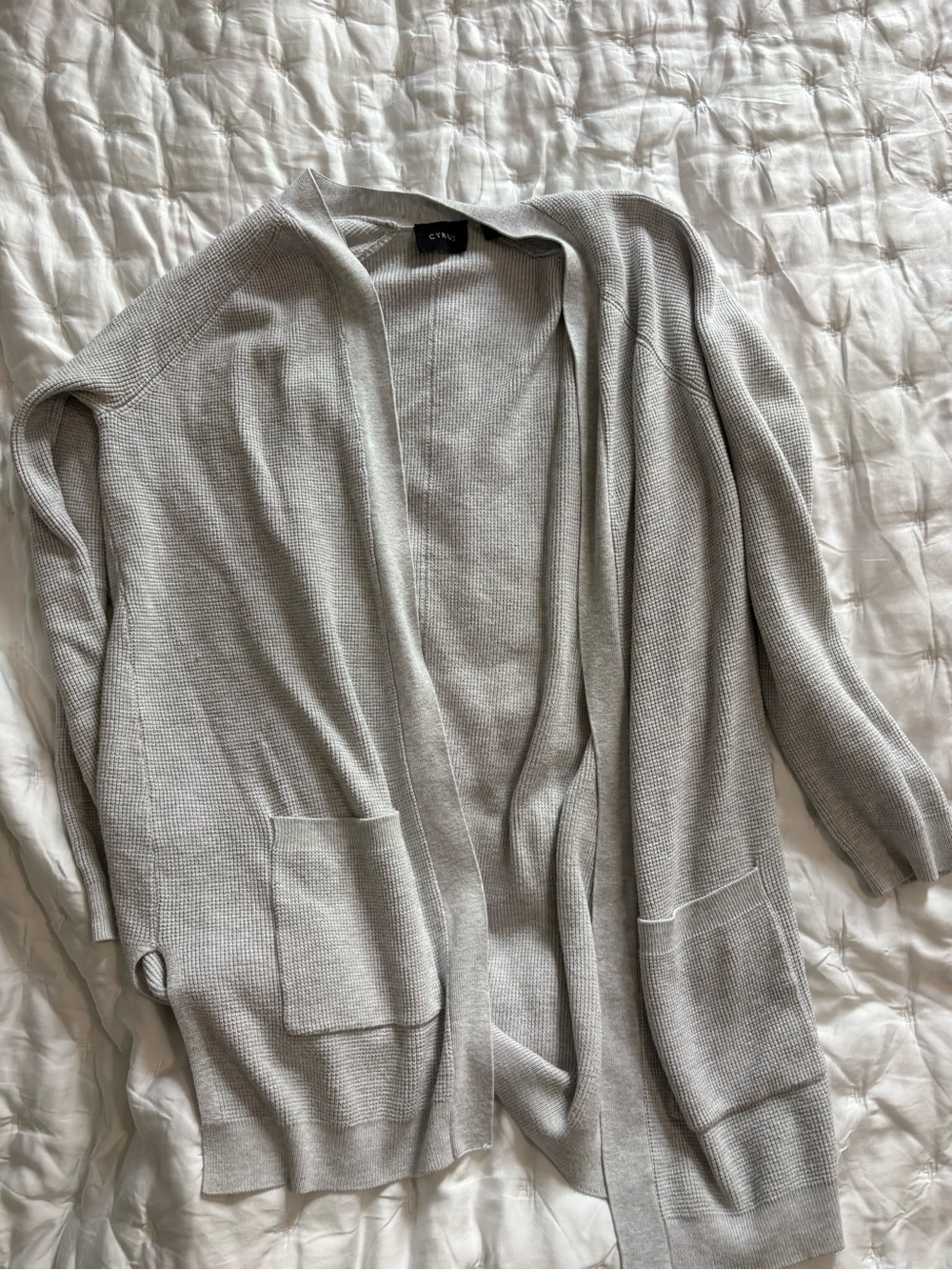 Cyrus Light Gray Open-Front Women’s Cardigan Sweater S